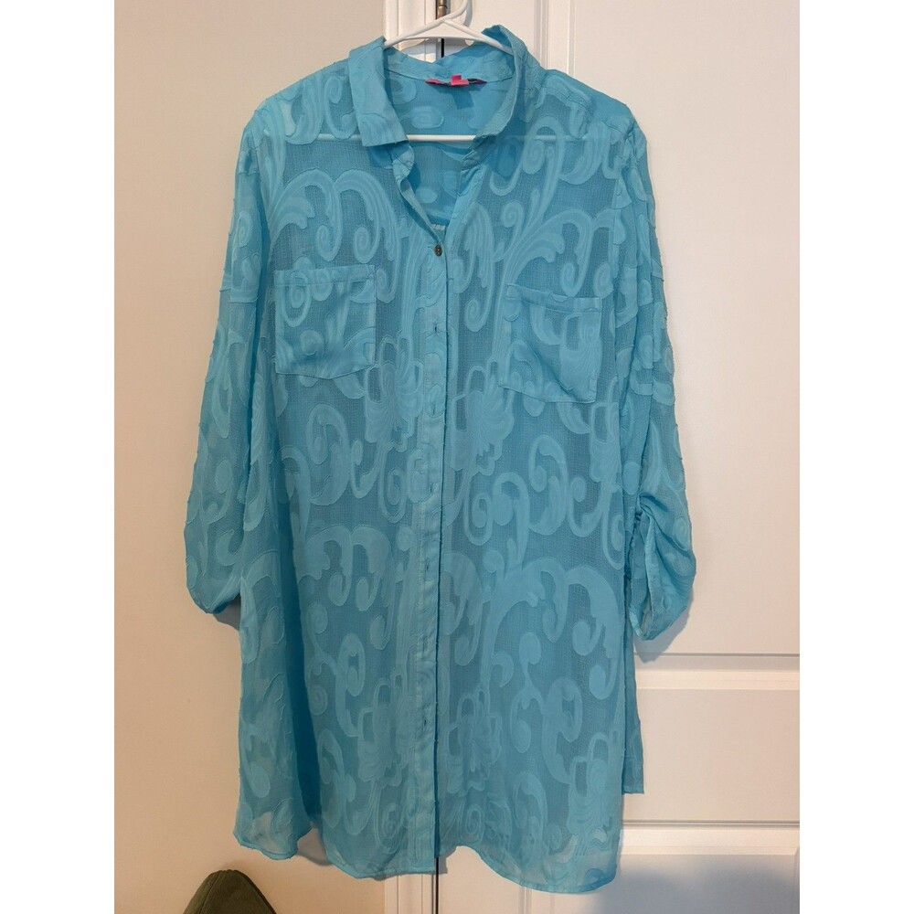 Lilly Pulitzer Sadira Clip Coverup Shirtdress Size Large Beach Swim Cover Up